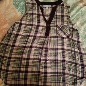 Plaid, sleeveless blouse